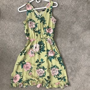 Target Floral Green Sleeveless Wrap Dress